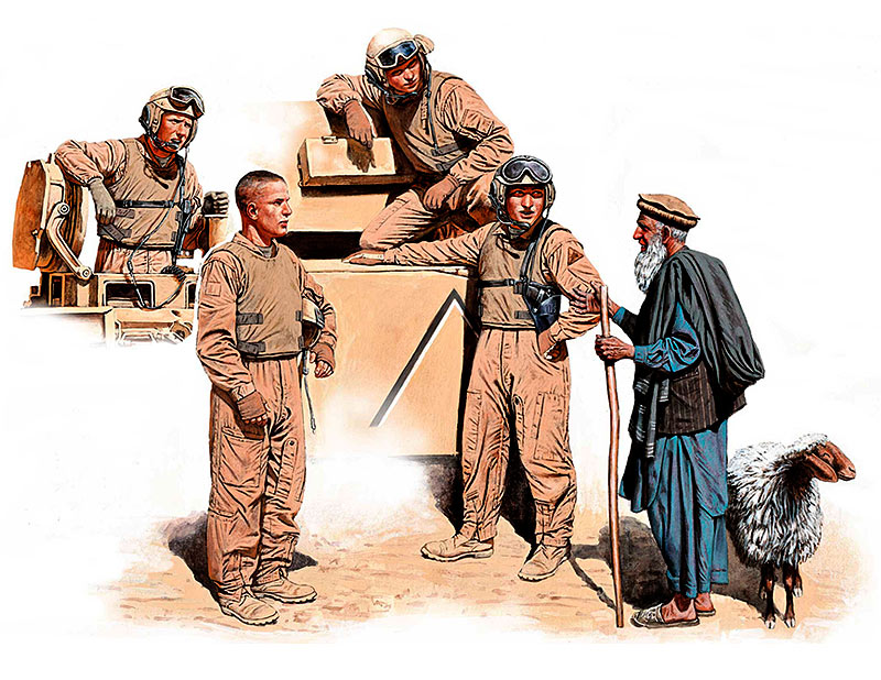 Master Box MB35131 1:35 Modern US tankmen in Afghanistan. "Can we buy one of your sheep for a BBQ?"