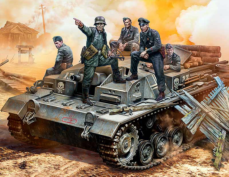 Master Box MB35208 1:35 German StuG III Crew. WWII era. Their position is behind that forest!