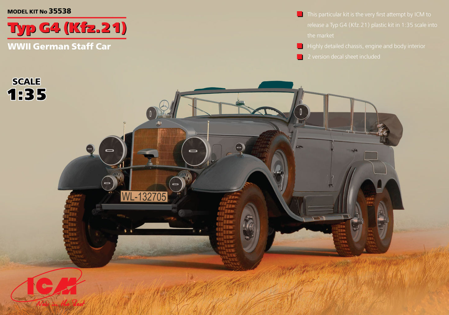 ICM 35538 1:35 Mercedes-Benz Typ G4 (Kfz.21) WWII German Staff Car