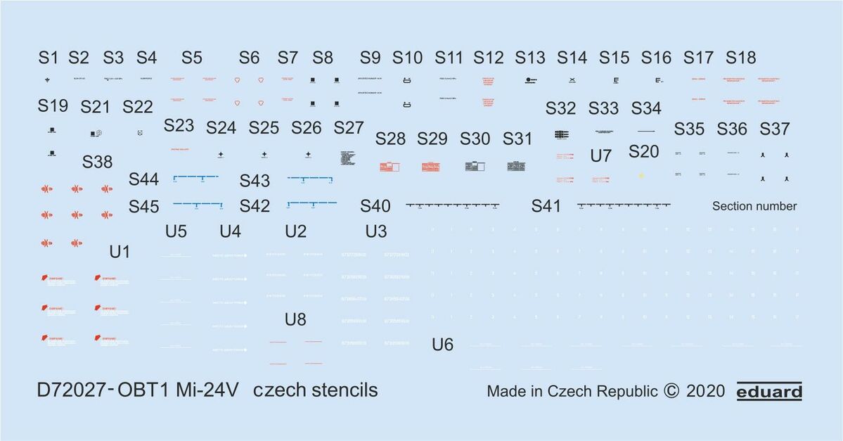 Eduard D72027 1:72 Mil Mi-24V stencils Czech