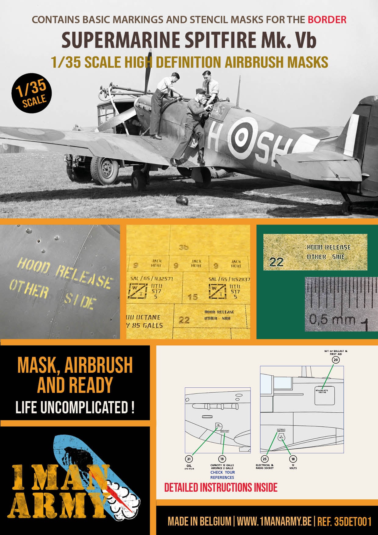 1ManArmy 35DET001 1:35 Supermarine Spitfire Mk.Vb for Border Models