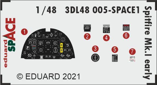 Eduard 3DL48005 1:48 Supermarine Spitfire Mk.I early version SPACE