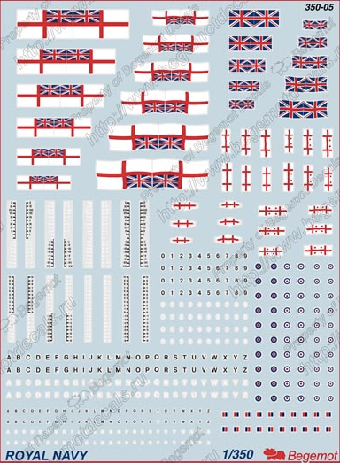Begemot 350-005 1:350 Royal Navy/RN flags and markings
