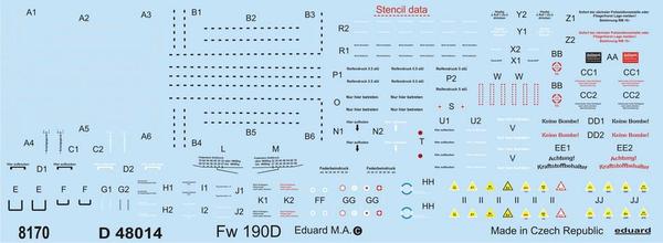 Eduard D48014 1:48 Focke-Wulf Fw-190D-9 stencils