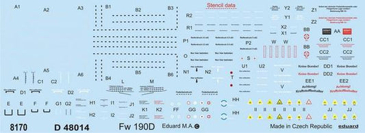 Eduard D48014 1:48 Focke-Wulf Fw-190D-9 stencils