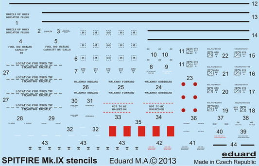 Eduard D48015 1:48 Supermarine Spitfire Mk.IXc stencils