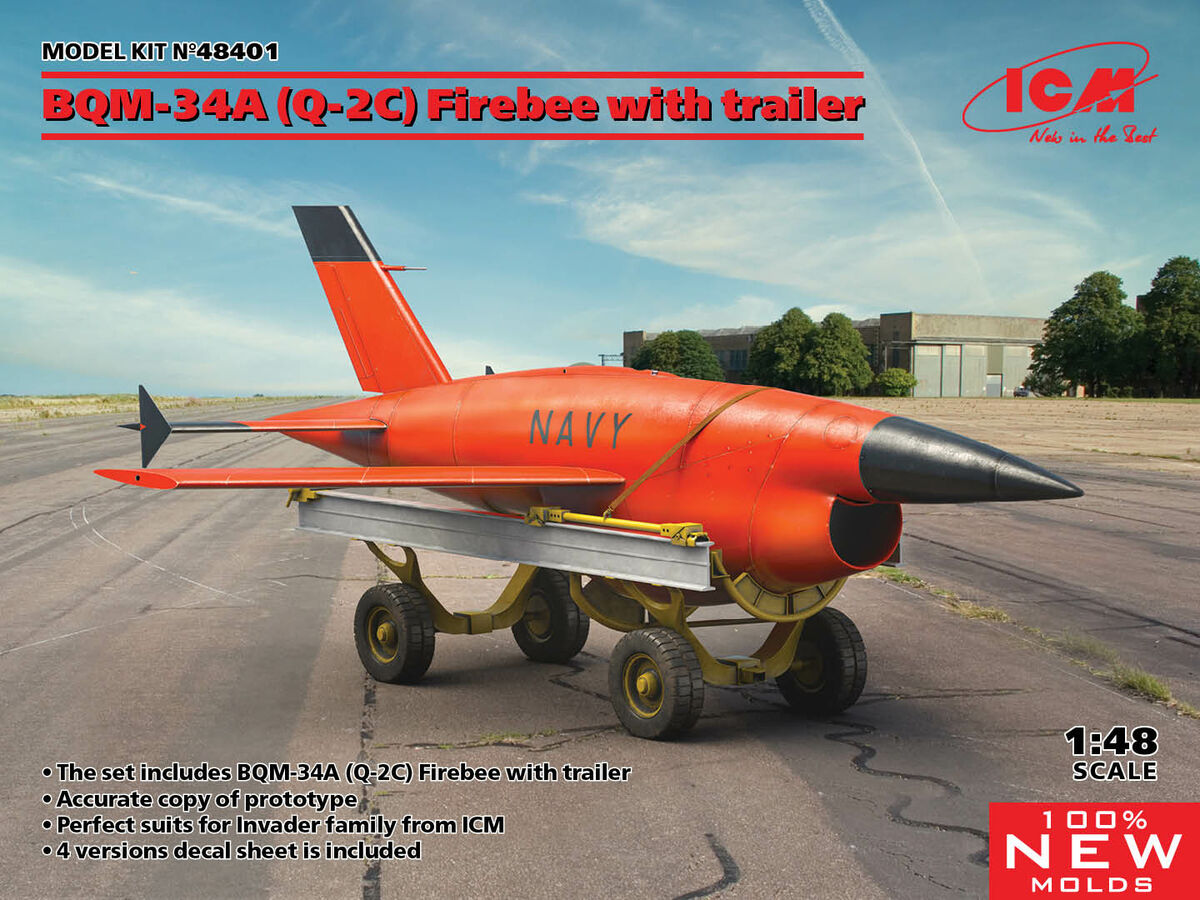 ICM 48401 1:48 Q-2C (BQM-34A) Firebee with Trailer