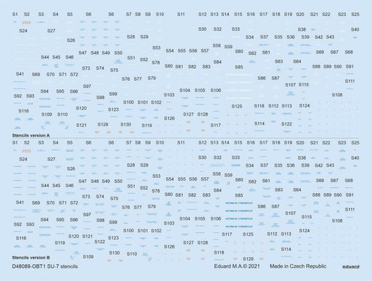Eduard D48089 1:48 Sukhoi Su-7 stencils