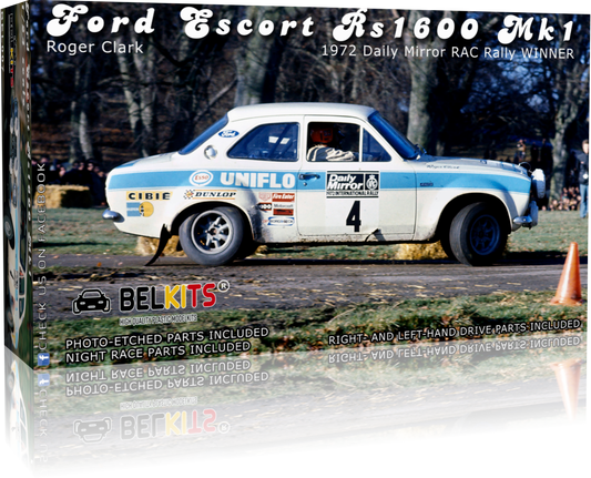 Bel Kits BEL007 1:24 Ford Escort Mk1 RS1600 1972 Daily Mirror Rally Winner Roger Clark