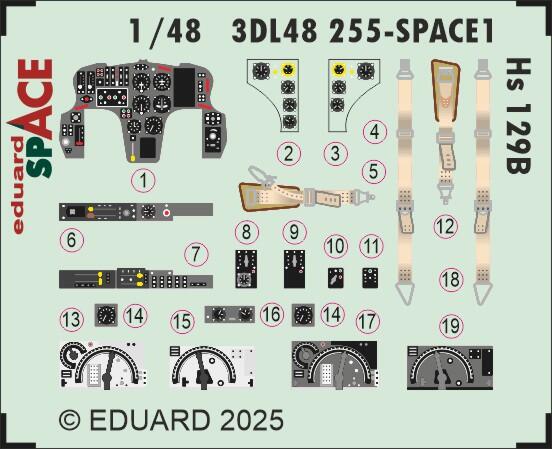 Eduard 3DL48255 1:48 Henschel Hs-129B SPACE set