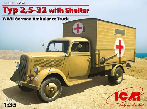 ICM 35402 1:35 Typ 2,5-32 (1,5 to) with Shelter WWII German Ambulance