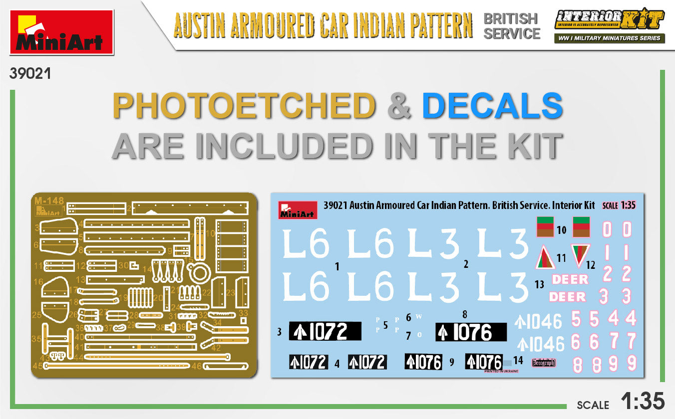 Mini Art 39021 1:35 Austin Armoured Car Indian Pattern with Interior