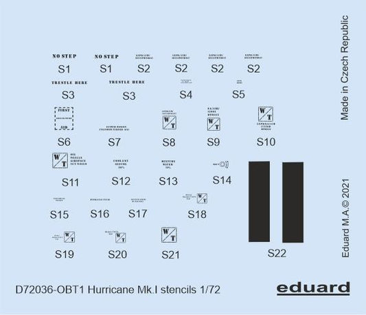 Eduard D72036 1:72 Hawker Hurricane Mk.I stencils