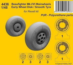 CMK 4436 1:48 Bristol Beaufighter Mk.I/VI Mainwheels Early Wheel Hub / Smooth Tyre