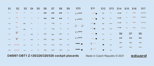 Eduard D48097 1:48 Zlin Z-126/Z-226/Z-326/Z-526 cockpit placards