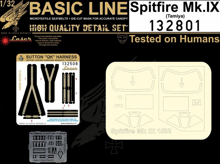 HGW 132801 1:32 Spitfire Mk.IXc/Mk.IXe seatbelts + masks to be used with Tamiya