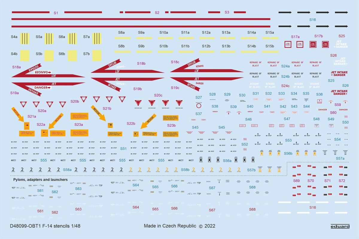 Eduard D48099 1:48 Grumman F-14A Tomcat stencils
