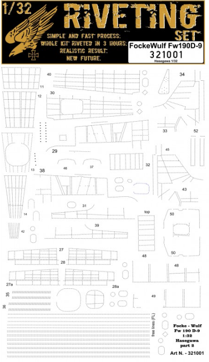 HGW 321001 1:32 Focke-Wulf Fw-190D-9 Riveting Set