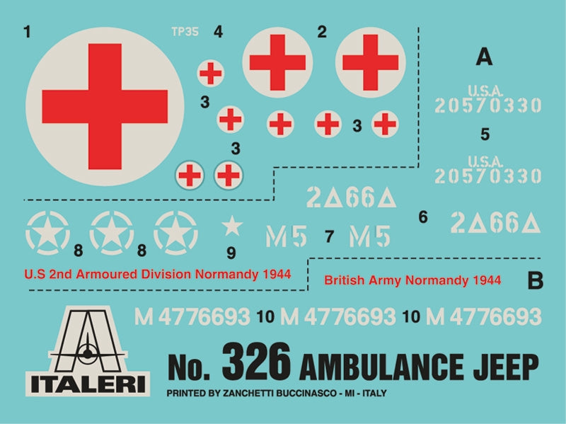 Italeri 326 1:35 Willys Jeep 1/4 ton 4x4 Ambulance