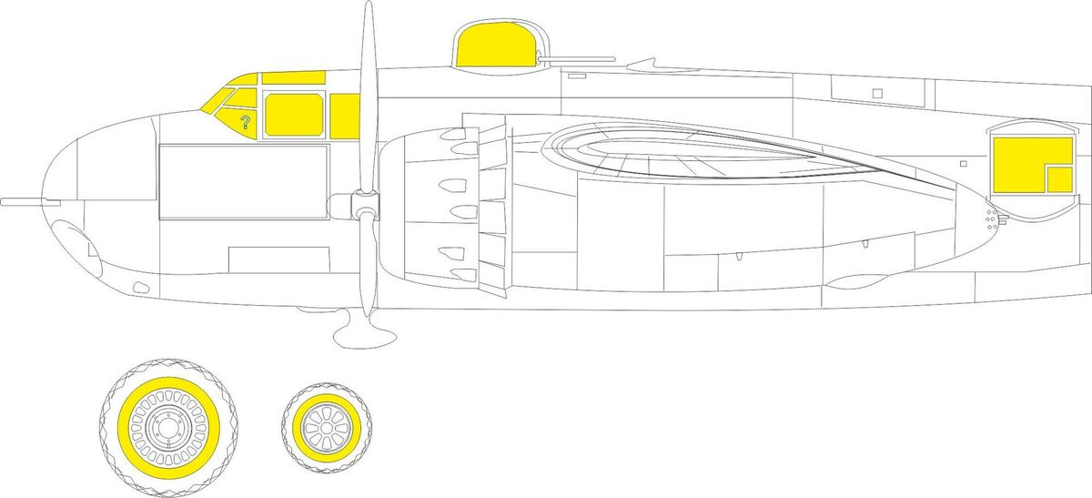 Eduard JX288 1:32 North-American B-25H Mitchell TFace (interior and exterior canopy masks)
