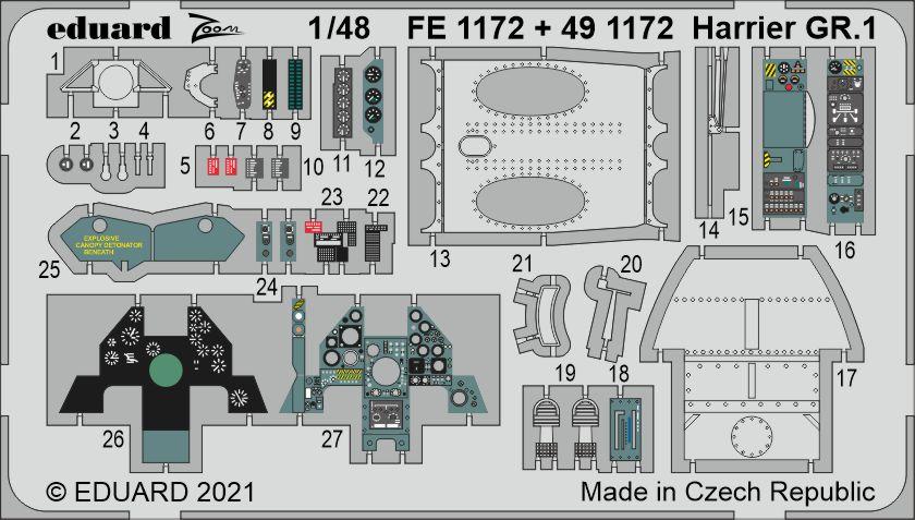 Eduard 491172 1:48 BAe Harrier GR.1 1/48 Detailing Set