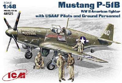 ICM 48125 1:48 North-American P-51B Mustang USSAF with Pilots & Ground Personnel