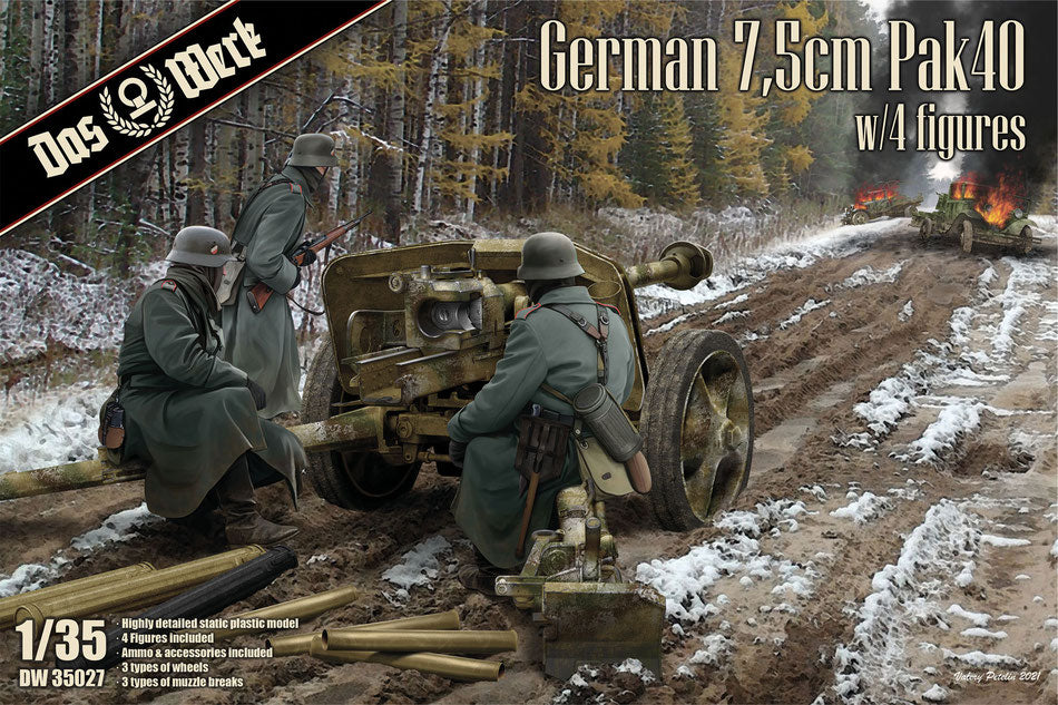 Das Werk DW35027 1:35 German 7,5cm Pak40 with 4 Figures