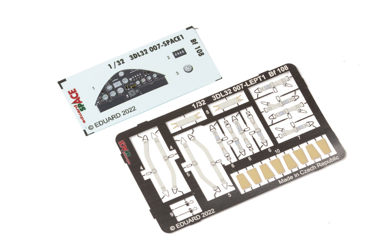 Eduard 3DL32007 1:32 Messerschmitt Bf-108 SPACE 3D Decal instruments with etched parts 1/32