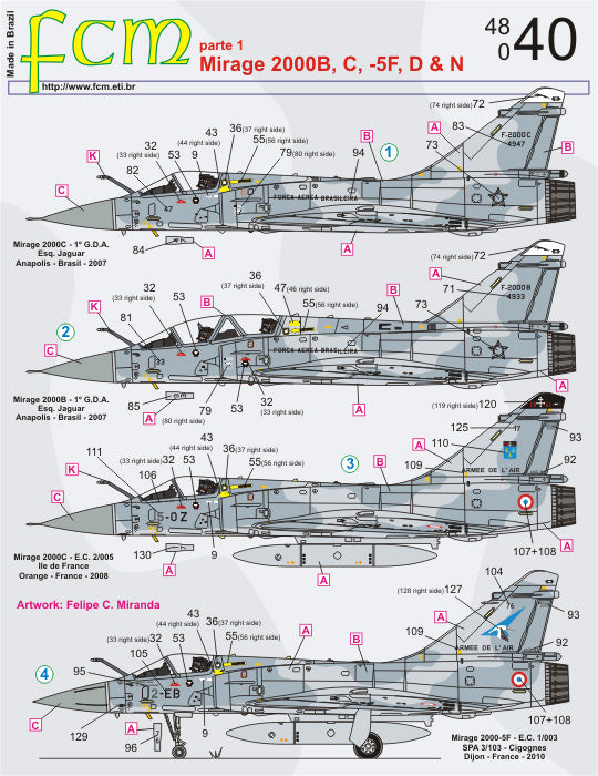 FCM 48040 1:48 Dassault Mirage 2000 - Brazil, Peru & France