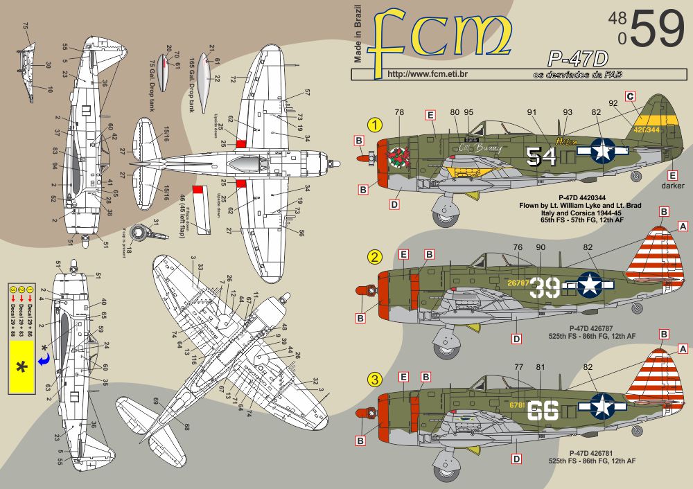 FCM 48059 1:48 Republic P-47D Thunderbolt - os desviados da FEB na ItÃÂ¡lia