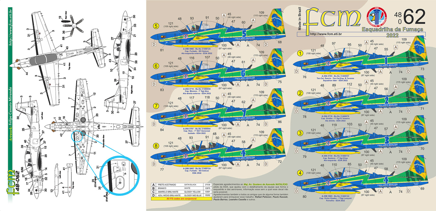 FCM 48062 1:48 Embraer EMB-314 Super Tucano - The Smoke Squadron 2022