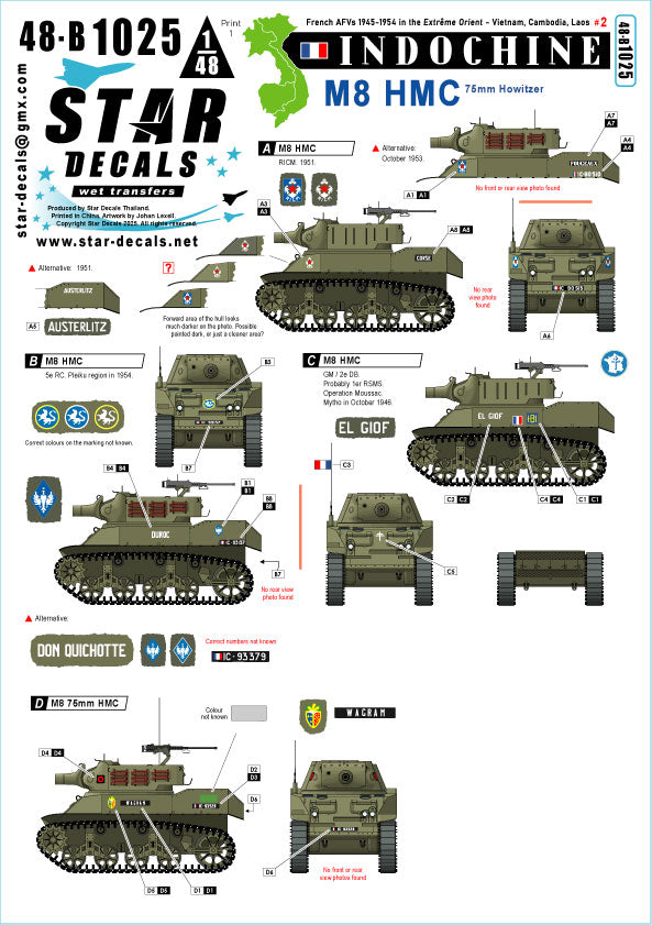 Star Decals 48-B1025 1:48 Indochine # 2. French M8 75mm HMC