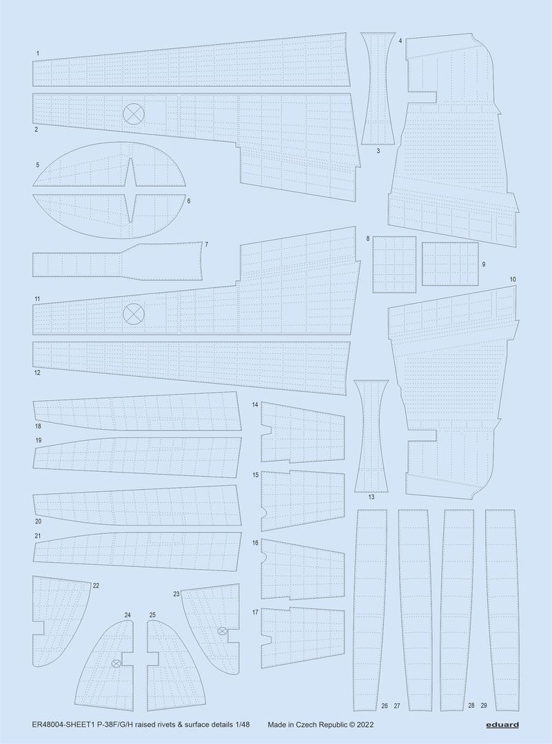 Eduard ER48004 1:48 Lockheed P-38F/P-38G/P-38H Lightning raised rivets & surface details