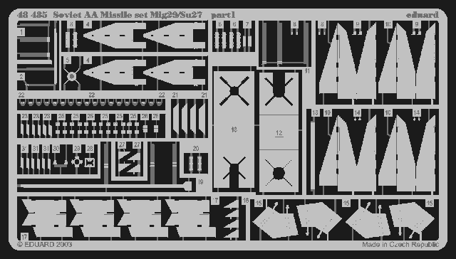 Eduard 48435 1:48 Soviet AA missile set for Mikoyan MiG-29/Sukhoi Su-27