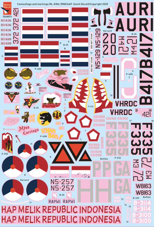 Dutch Decal DD48073 1:48 Camouflage and Markings on Aircraft Of The Royal Netherlands Indies Army Air Force