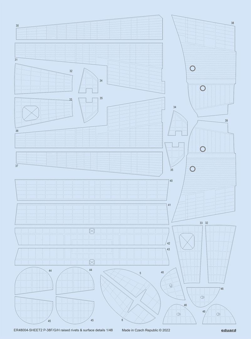 Eduard ER48004 1:48 Lockheed P-38F/P-38G/P-38H Lightning raised rivets & surface details