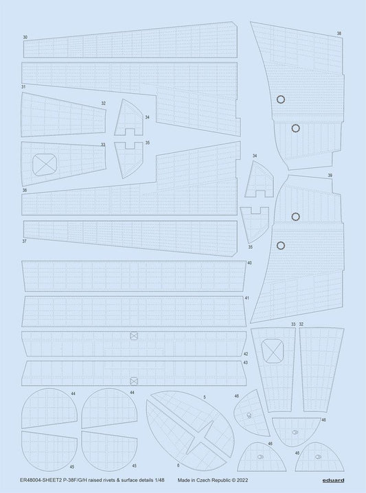 Eduard ER48004 1:48 Lockheed P-38F/P-38G/P-38H Lightning raised rivets & surface details