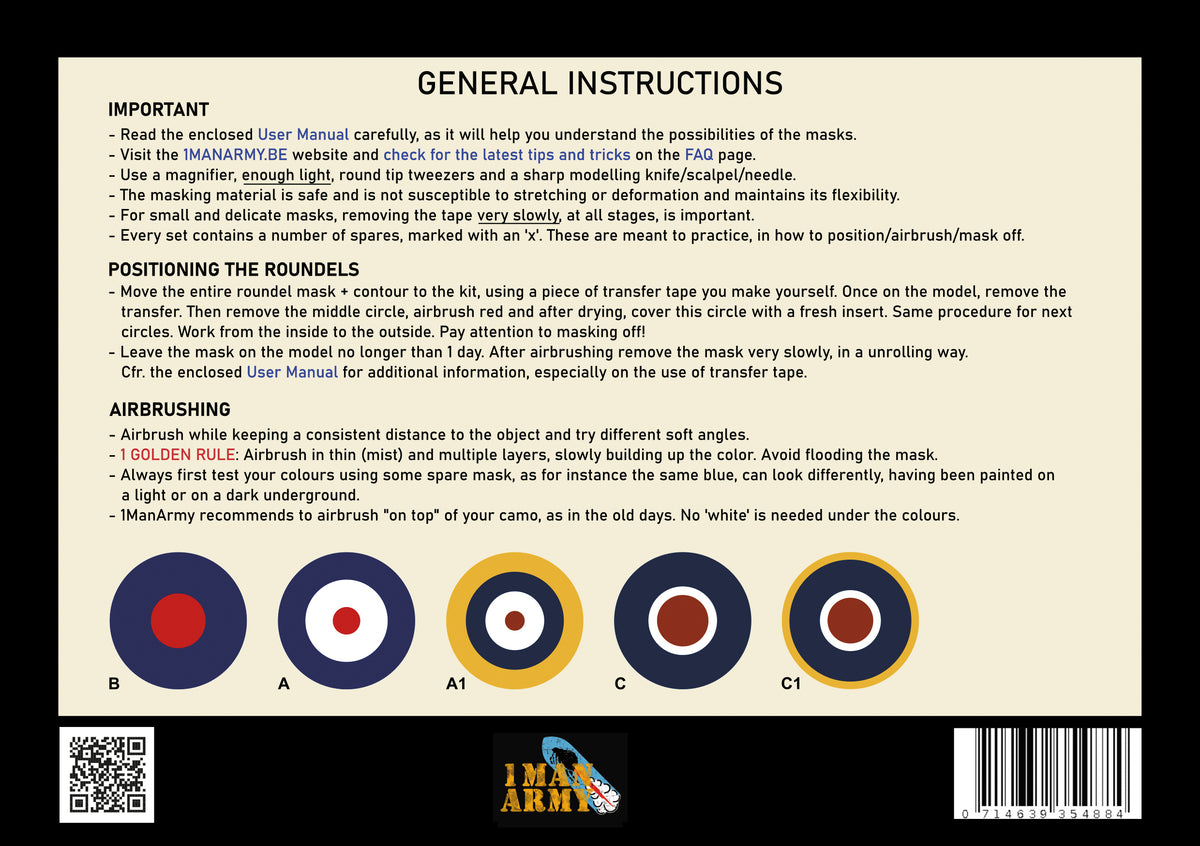 1ManArmy 48GEN522 1:48 Hawker Hurricane Mk.I/Mk.IIB/Mk.IIC Roundels Generic Set