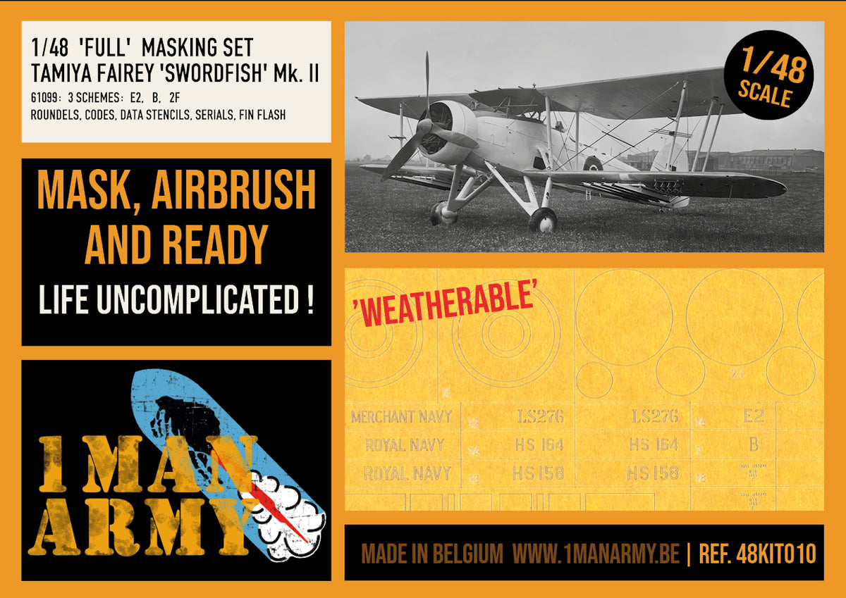 1ManArmy 48KIT010 1:48 Fairey Swordfish Mk.II High Definition Airbrush Masks