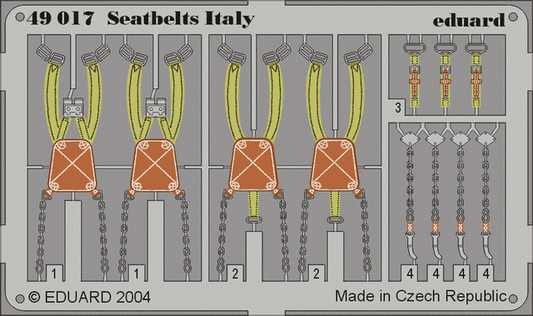 Eduard 49017 1:48 Seatbelts Italy PRE-PAINTED IN COLOUR!