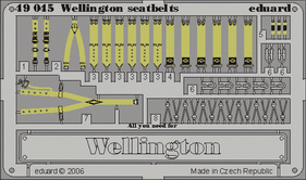 Eduard 49045 1:48 Wellington seatbelts PRE-PAINTED IN COLOUR!