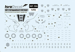 IsraDecal Studio IAF-106 1:72 IAF Lockheed-Martin F-35I 'Adir' 116 Sq