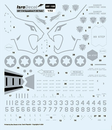 IsraDecal Studio IAF-108 1:32 IAF Lockheed-Martin F-35I 'Adir' 116 Sq