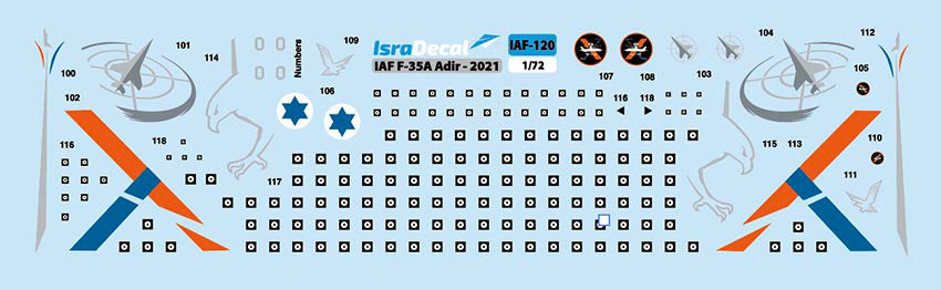 IsraDecal Studio IAF-120 1:72 IAF Lockheed-Martin F-35 'Adir' including that latest MANAT tail art