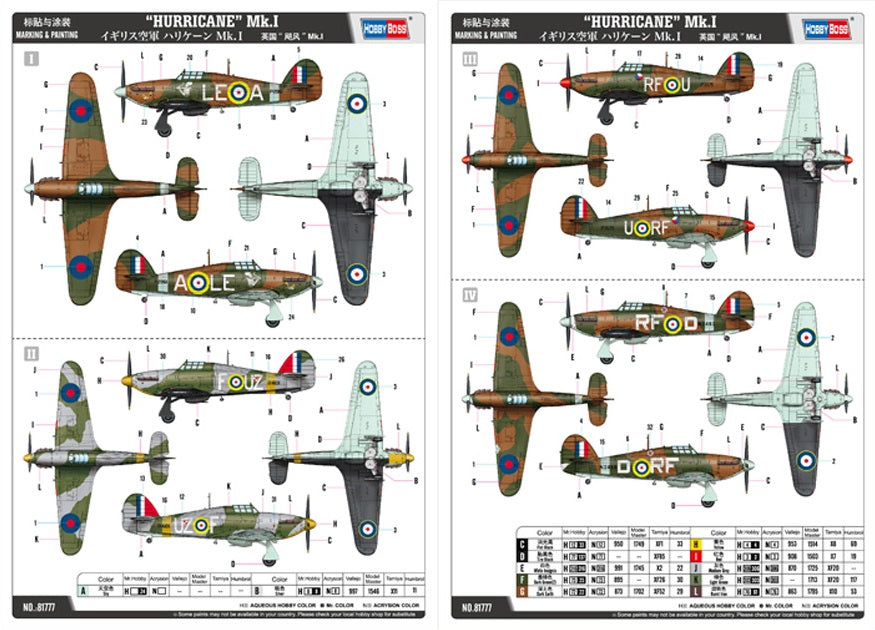 Hobby Boss 81777 1:48 Hawker Hurricane Mk.I