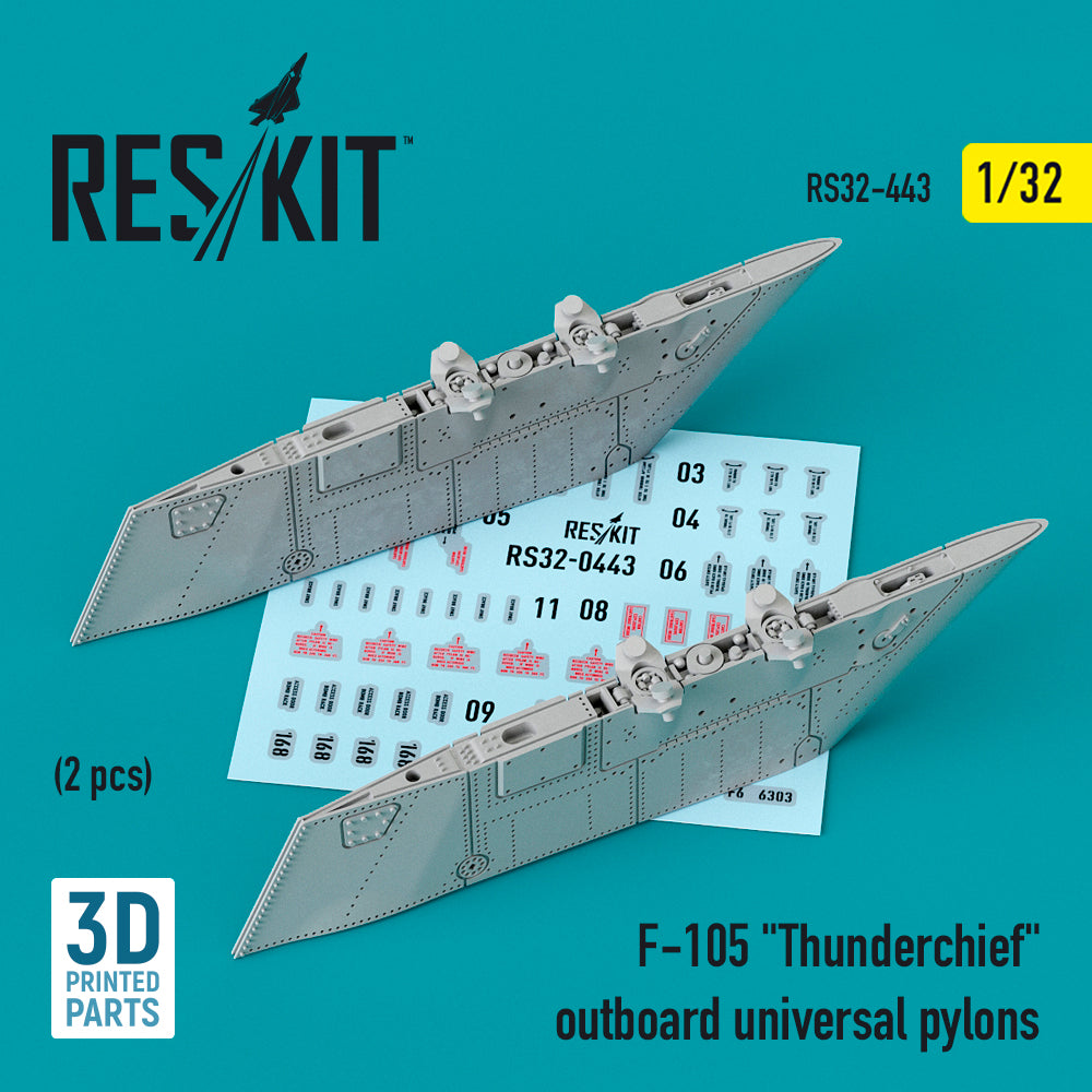 ResKit RS32-0443 1:32 Republic F-105D/F-105G Thunderchief outboard universal pylons (2 pcs)