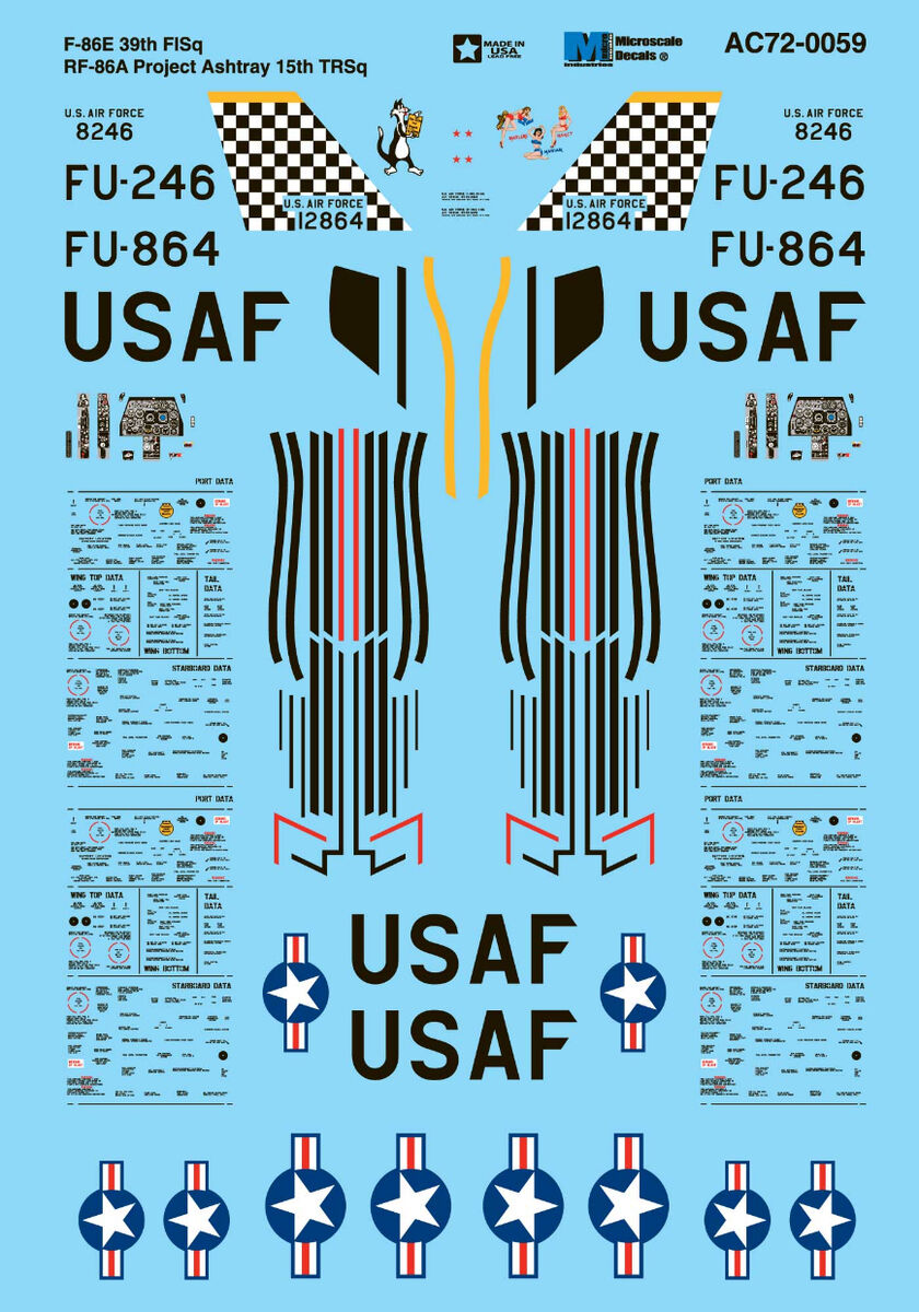 Microscale AC720059 1:72 North-American F-86E 39th FISq. RF-86A Project Ashtray 15th TRSq.