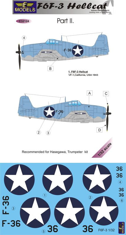 LF Models C32124 1:32 Grumman F6F-3 Hellcat part II. F-36, VF-1, California 1943