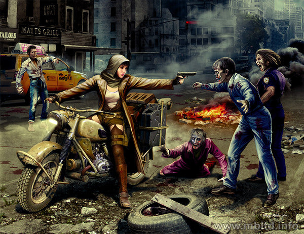 Master Box MB35175 1:35 Zombie Hunter - Road to Freedom, Zombieland Series includes 5 figures BUT NO MOTORBIKE