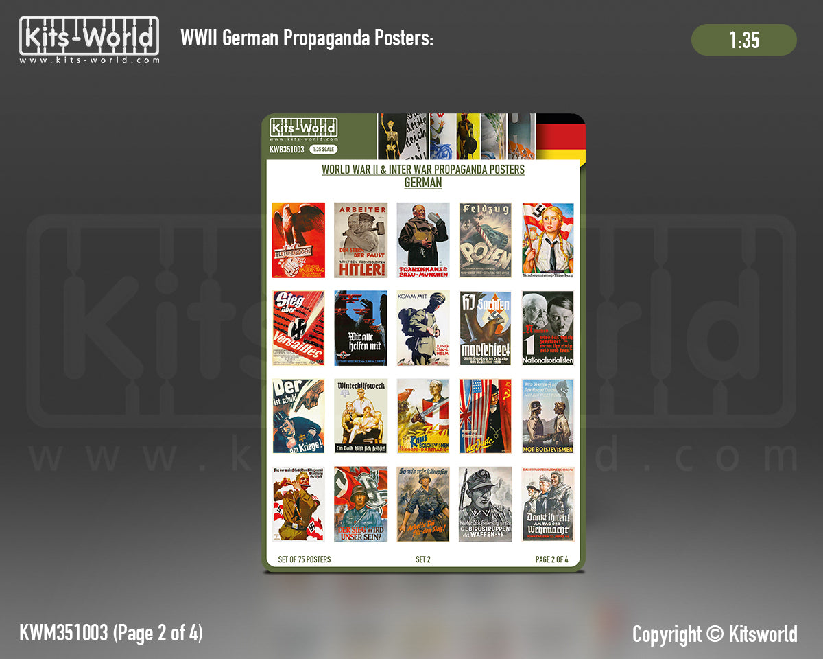 Kits-World B351003 1:35 WWII German Propaganda Posters Set 2 (75 posters)